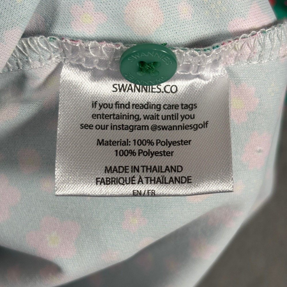 Swannies Polo Shirt Mens XL Green Floral Short Sleeve Performance Golf Top - Picture 4 of 8